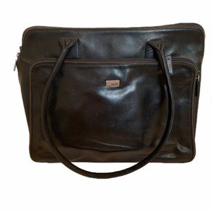 PERLINA BLACK LEATHER BRIEFCASE/COMPUTER BAG